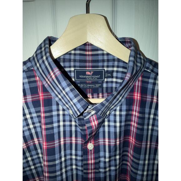 Vineyard Vines Men’s Slim Fit Murray Shirt Button Long Sleeve Blue Plaid XXL - Picture 3 of 6